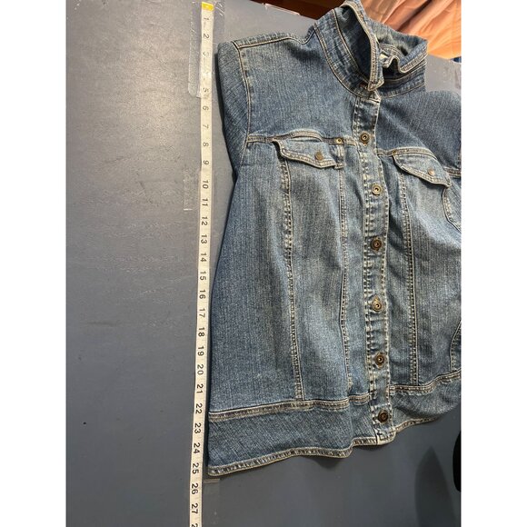 Bay Womens Denim Jacket 1X Stretch Blue Western Cowgirl Rodeo - Picture 2 of 9